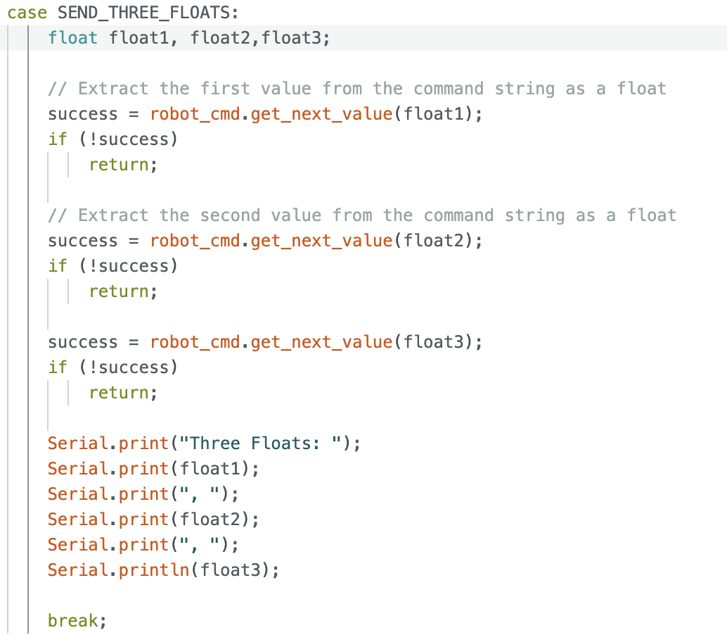 Send Three Floats Command